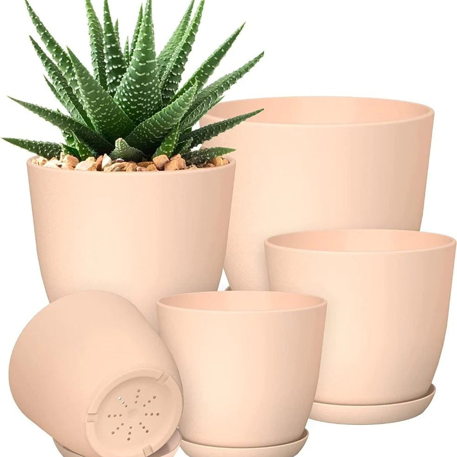 Plant Pots Indoor With Drainage - Pack Of 5 Decorative Flower Pots For Indoor Plants Without Plants - Oshi.pk - Buy & Sell Online