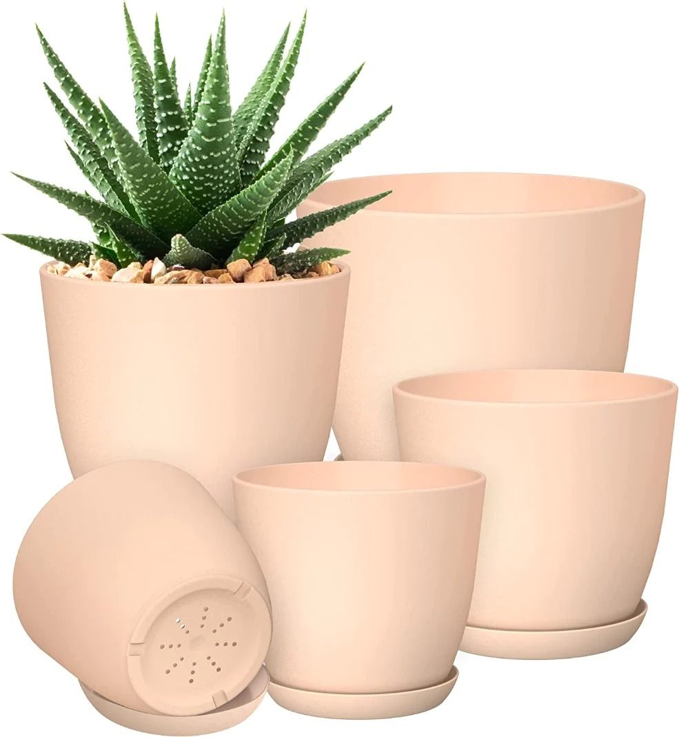Plant Pots Indoor With Drainage - Pack Of 5 Decorative Flower Pots For Indoor Plants Without Plants - Oshi.pk - Buy & Sell Online