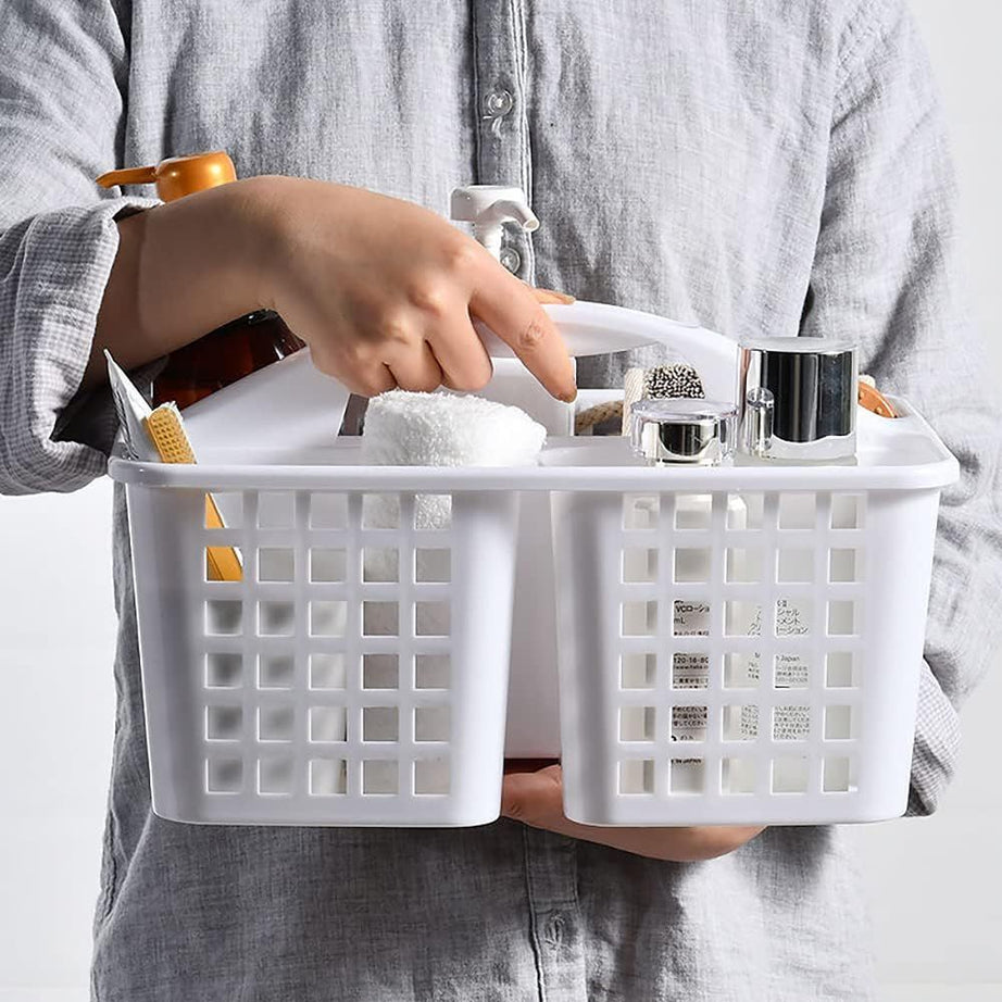 Plastic Bathroom Basket Kitchen Sink Basket Shower Caddy Basket with Compartments, Portable Divided Cleaning Product Storage Organizer with Handle - Oshi.pk - Buy & Sell Online