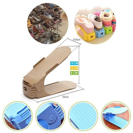 Plastic Shoe Slots Organizer Space Saver Double Deck Shoe Rack