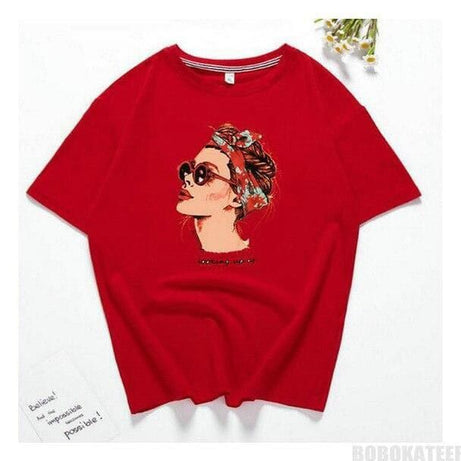 Red Pop Art sketch Printed T-Shirts for Girls & Women's - Oshi.pk - Buy & Sell Online