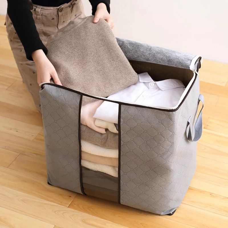 Portable Bamboo Charcoal Clothes Blanket Large Folding Bag Storage Box Organizer Pack of 8 - Oshi.pk - Buy & Sell Online