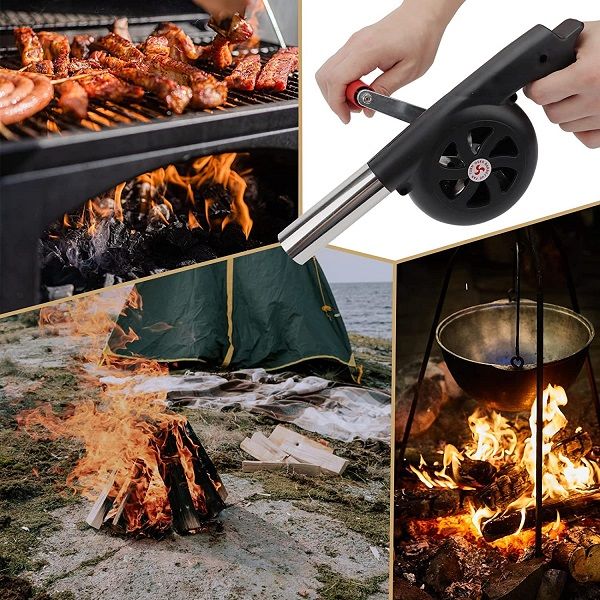 Portable Barbeque Air Blower with Manual Handle Speed Control and Metal Fan - Oshi.pk - Buy & Sell Online