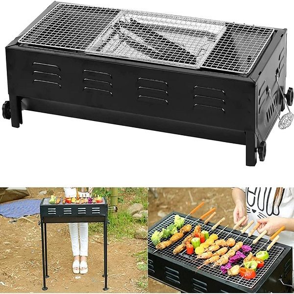 Portable BBQ Grill with Stand and Mesh Rack Japanese Barbeque Grill with Long Legs - Oshi.pk - Buy & Sell Online