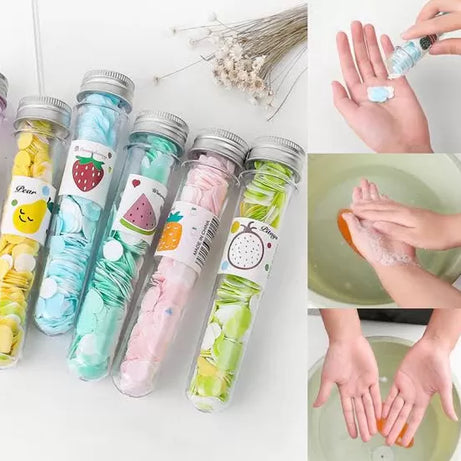 Portable Disposable Paper Soap Confetti Cleaning Washing Hand Paper Soap Sheets Petals Soap Flakes with Storage Tube for Kitchen Toilet - Oshi.pk - Buy & Sell Online