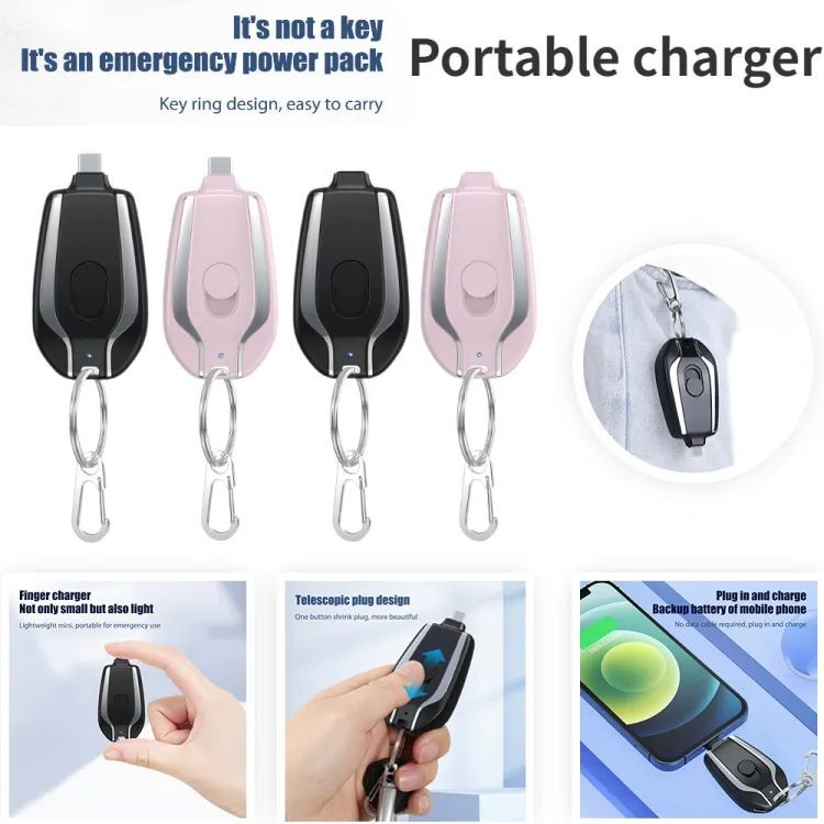 Portable Emergency Key Chain Power Bank Mini 1500mah Fast Finger Key Power Bank Keychain Power Bank C Type - Oshi.pk - Buy & Sell Online
