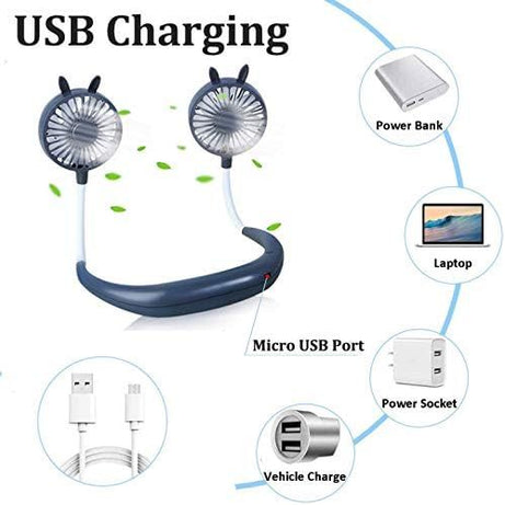 Portable hanging neck sports fan Dual Wind Head Neck Fan, Portable Hanging Neck Fan Rechargeable Neck Fan - Oshi.pk - Buy & Sell Online