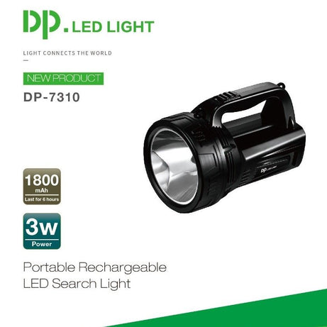 Portable LED Search Light DP 7310 Torch, DP Led Light Portable Rechargeable Search Light LED Spotlight Lighting Ultra Bright Outdoor Hand Held - Oshi.pk - Buy & Sell Online