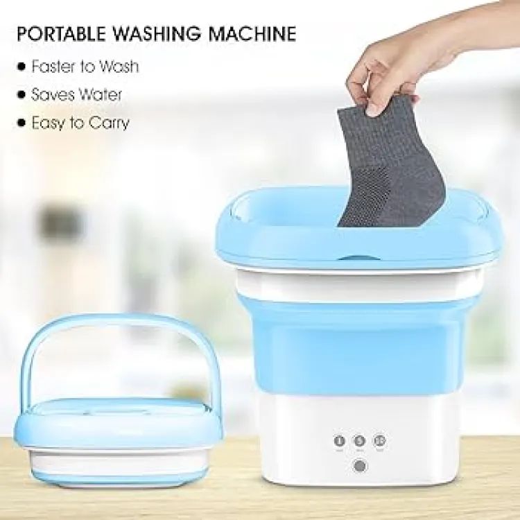Portable Mini Folding Washing Machine Portable Mini Laundry Machine For Clothes Multi Color - Oshi.pk - Buy & Sell Online