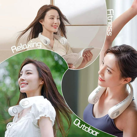 Portable Neck Fan, Hands Free Bladeless Wearable Personal Cooling Fan, USB Rechargeable, 3 Speeds Silent for traveling, camping, partying, cycling etc - Oshi.pk - Buy & Sell Online