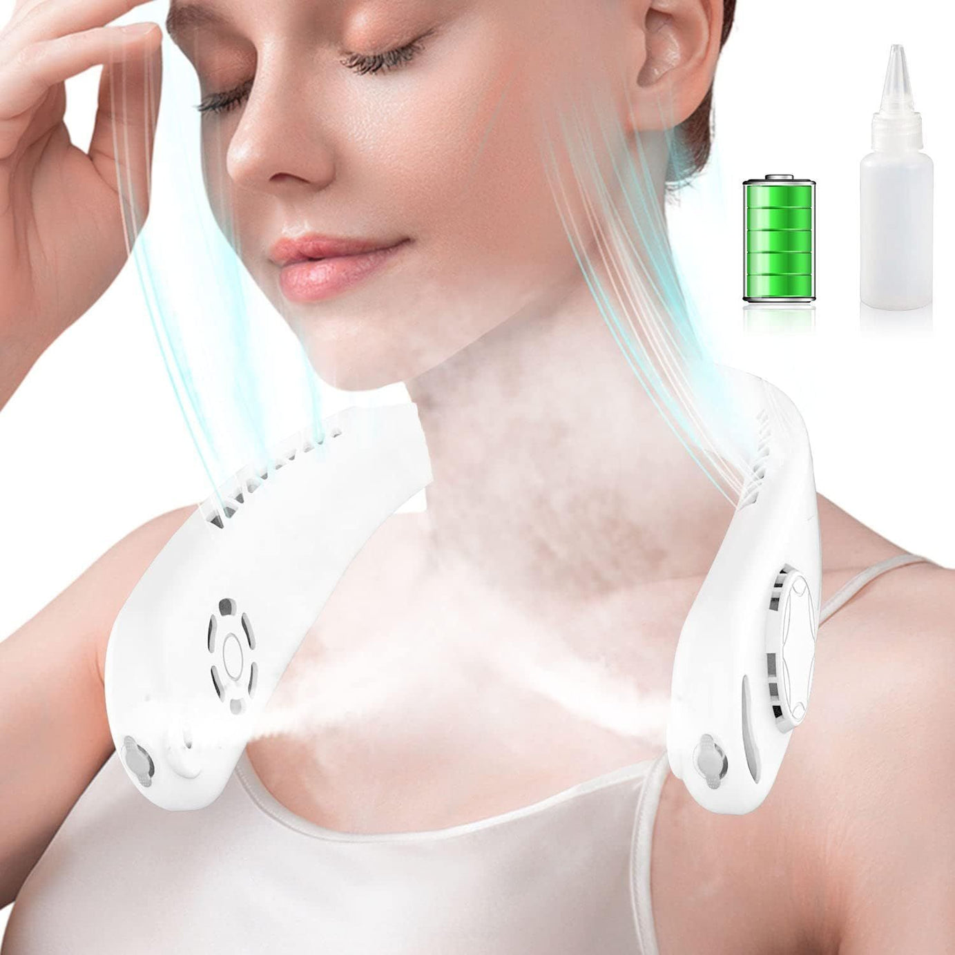 Portable Neck Fan, Upgraded Neck Air Conditioner with 2 Semiconductor Cooling Pads, Wearable Air Conditioner 360° Instant Cooling - Oshi.pk - Buy & Sell Online