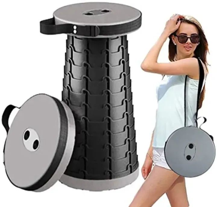 Portable Retractable Folding Stool Chair Latest Smart Outdoor Foldable Collapsible Lightweight Seat Chair Stool for Camping Traveling Picnic Car Easy - Oshi.pk - Buy & Sell Online