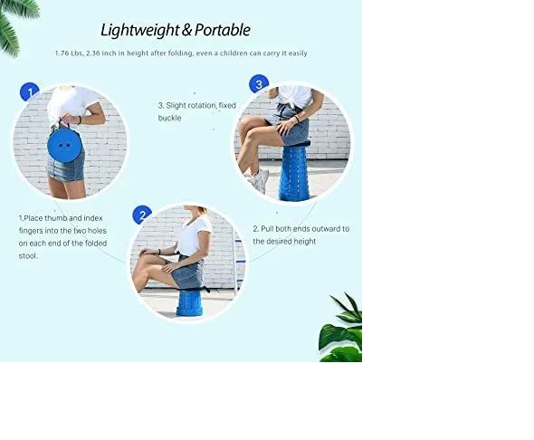 Portable Retractable Folding Stool Chair Latest Smart Outdoor Foldable Collapsible Lightweight Seat Chair Stool for Camping Traveling Picnic Car Easy - Oshi.pk - Buy & Sell Online