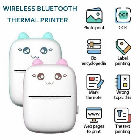 Portable Thermal Mini Printer For Photo Label Sticky Note DIY Student Toy Office Gift 57 Mm Wireless Bluetooth Android IOS