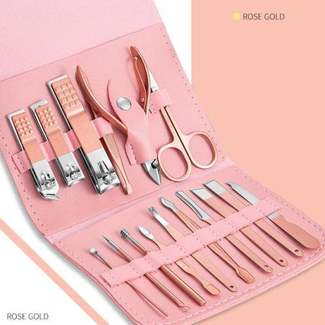 Portable Trimming Stainless Steel 16Pcs Multifunctional Nail Clipper Kit Scissor Pedicure Cutter Eagle Hook for Comprehensive Nail Care - Oshi.pk - Buy & Sell Online