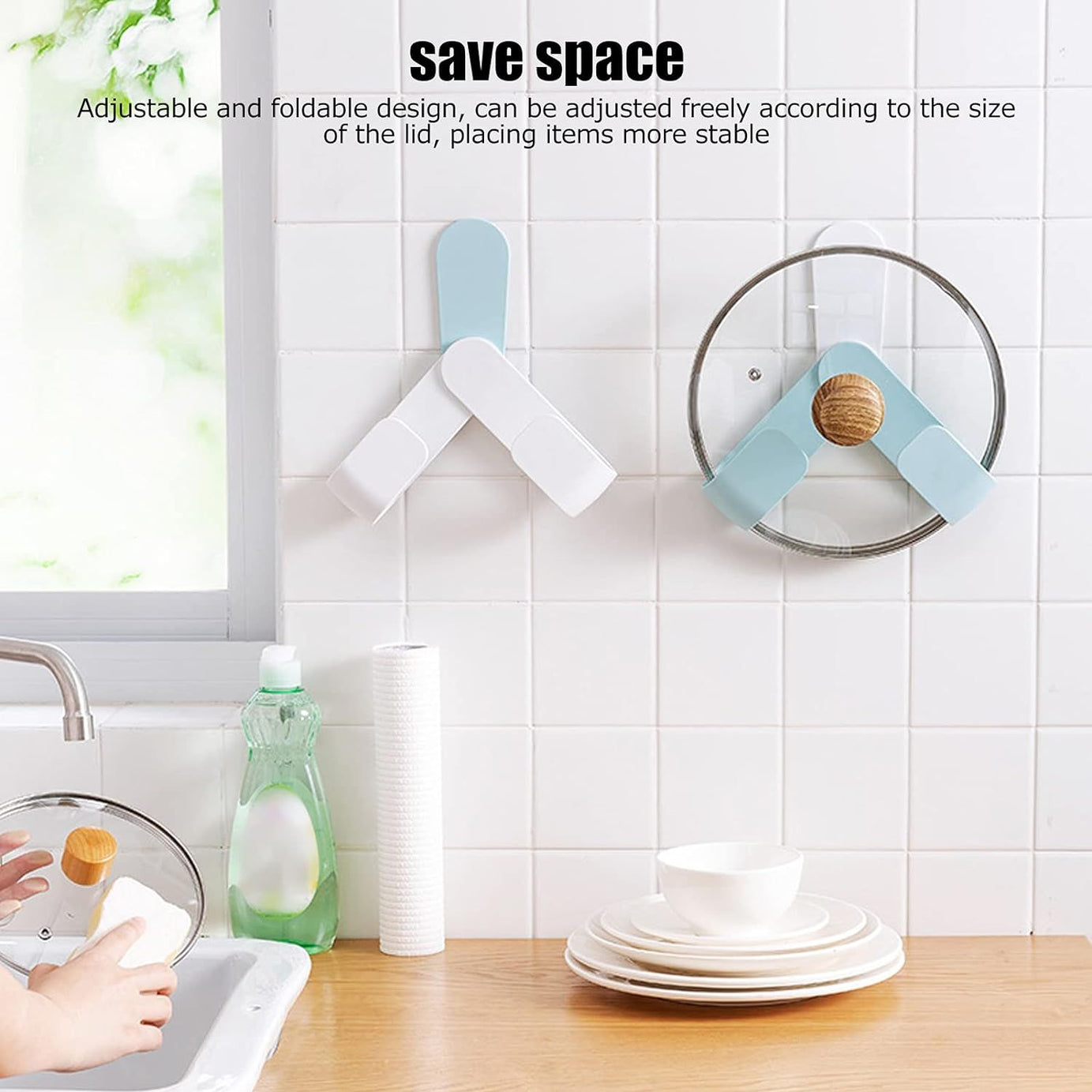 Pot Lid Holder, Pan Cover Holder Stable High Temperature Resistant Wall Mounted Space Saving for Kitchen for Home - Oshi.pk - Buy & Sell Online