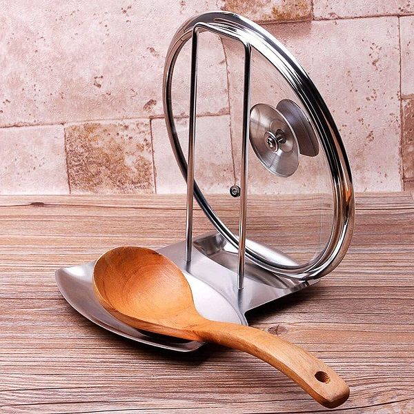 Pot Lid Holder Stainless Steel Pan Pot Cover Lid Rack Shelf Stand Holder - Oshi.pk - Buy & Sell Online