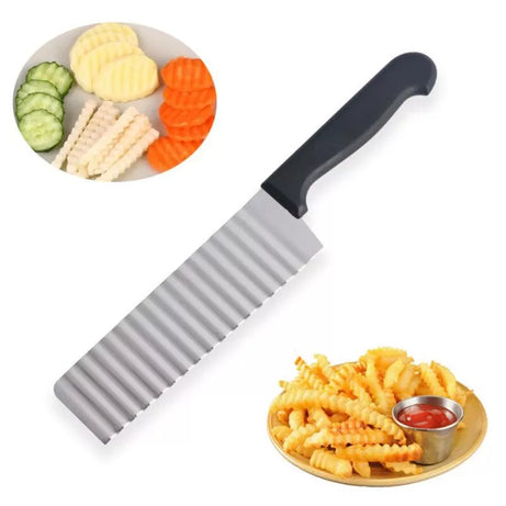 Potato French Fries Cutter Wavy fries cutter chips knife potato peeler Crinkle Knife Stainless Steel Serrated Blade Slicing Vegetable Fruit Slicer Kit - Oshi.pk - Buy & Sell Online