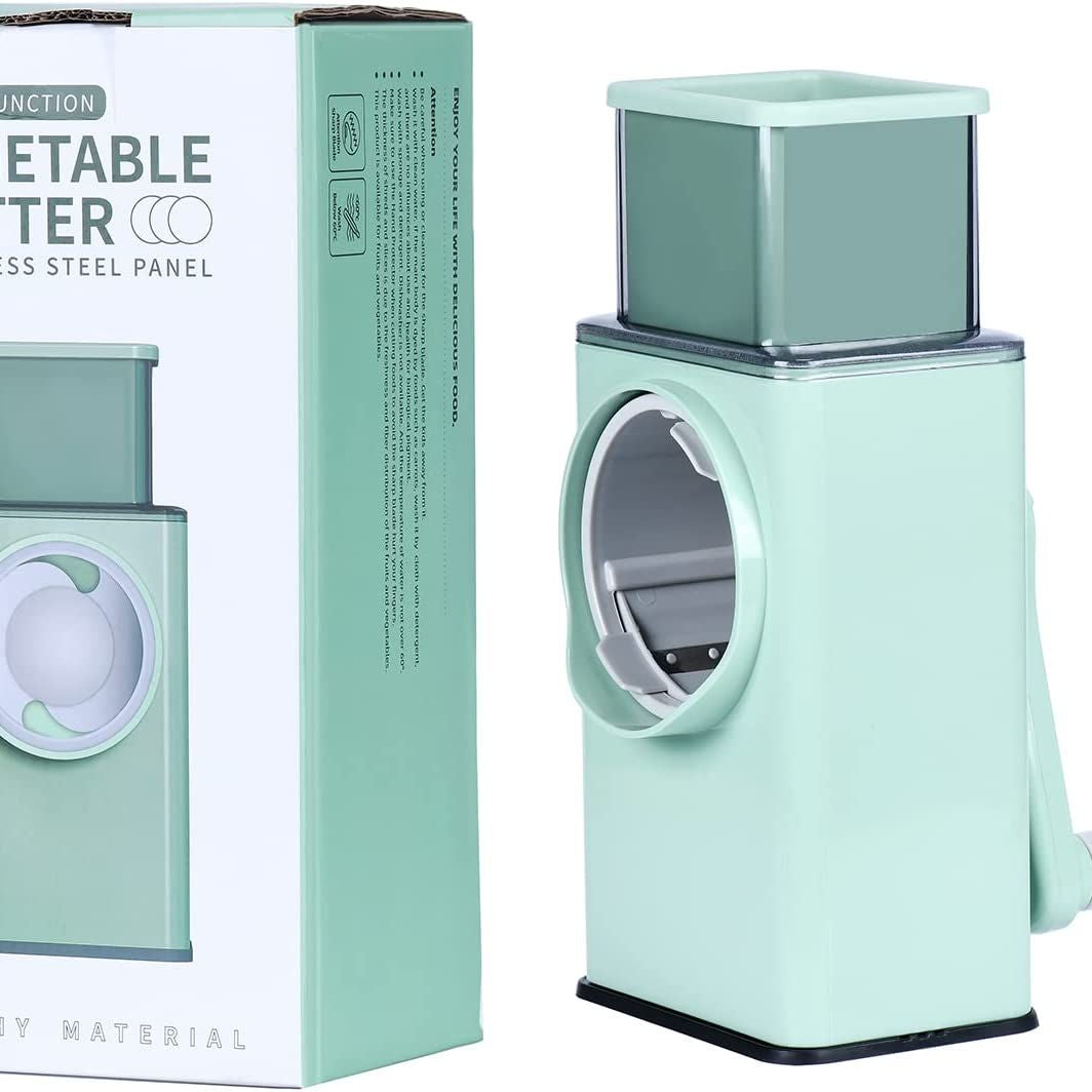 Potato Slicer Upgraded Hand Crank Vegetable Cutter Rotary Cheese Graters Multifunctional Chopper Veget Shredders Fruit Kitchen Tool with 3 Stainless S - Oshi.pk - Buy & Sell Online