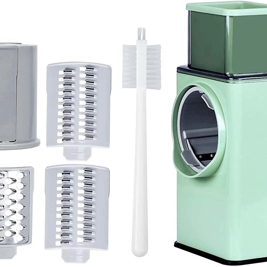 Potato Slicer Upgraded Hand Crank Vegetable Cutter Rotary Cheese Graters Multifunctional Chopper Veget Shredders Fruit Kitchen Tool with 3 Stainless S - Oshi.pk - Buy & Sell Online