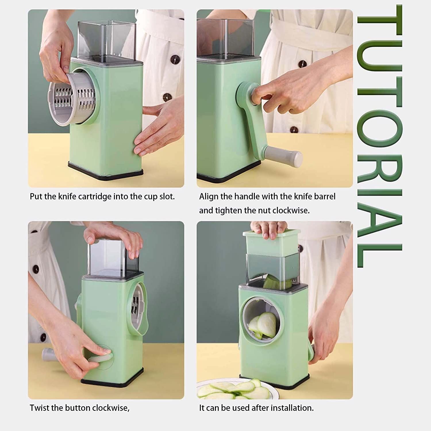 Potato Slicer Upgraded Hand Crank Vegetable Cutter Rotary Cheese Graters Multifunctional Chopper Veget Shredders Fruit Kitchen Tool with 3 Stainless S - Oshi.pk - Buy & Sell Online