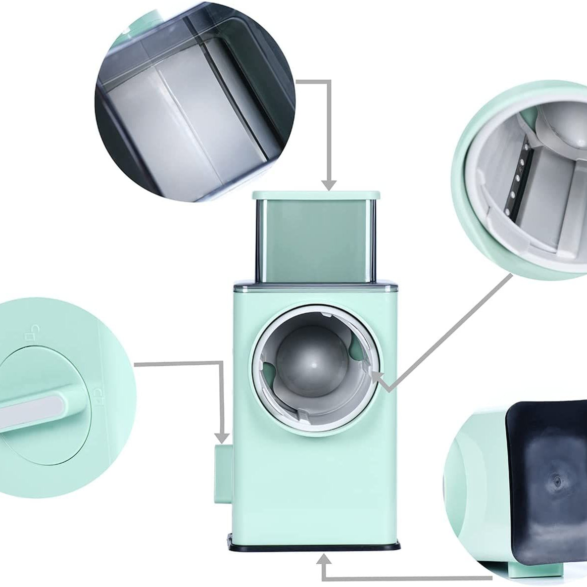 Potato Slicer Upgraded Hand Crank Vegetable Cutter Rotary Cheese Graters Multifunctional Chopper Veget Shredders Fruit Kitchen Tool with 3 Stainless S - Oshi.pk - Buy & Sell Online