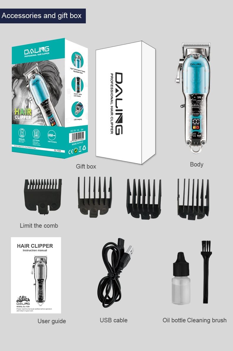Powerful cordless 100-240v hair clipper rechargeable professional barber hair trimmer for men electric hair cutting machine kit - Oshi.pk - Buy & Sell Online