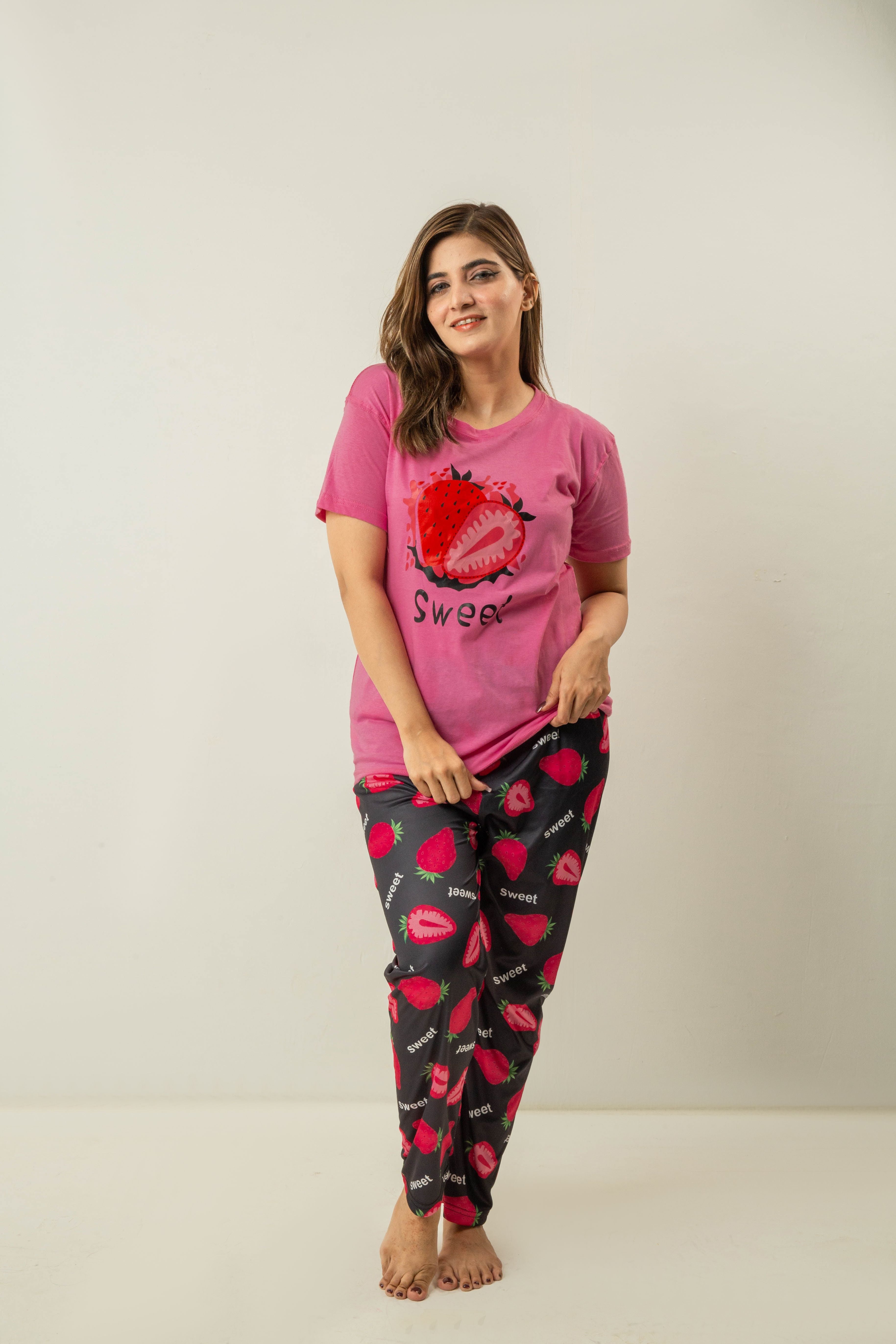 Printed Cotton Ladies Sleep Dress Night Wear With Shirt And Trouser - Oshi.pk - Buy & Sell Online