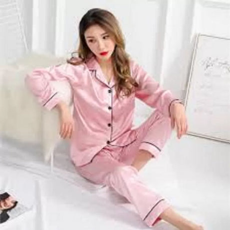 Printed Hot Sexy Silk Ladies Sleep Wear Night Dress with Shirt and Trouser (Complete Sleeping Suit) For Women and Girls - Oshi.pk - Buy & Sell Online