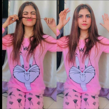 Bunny Printed Night Dress Tshirt and Trouser For Her - Oshi.pk - Buy & Sell Online