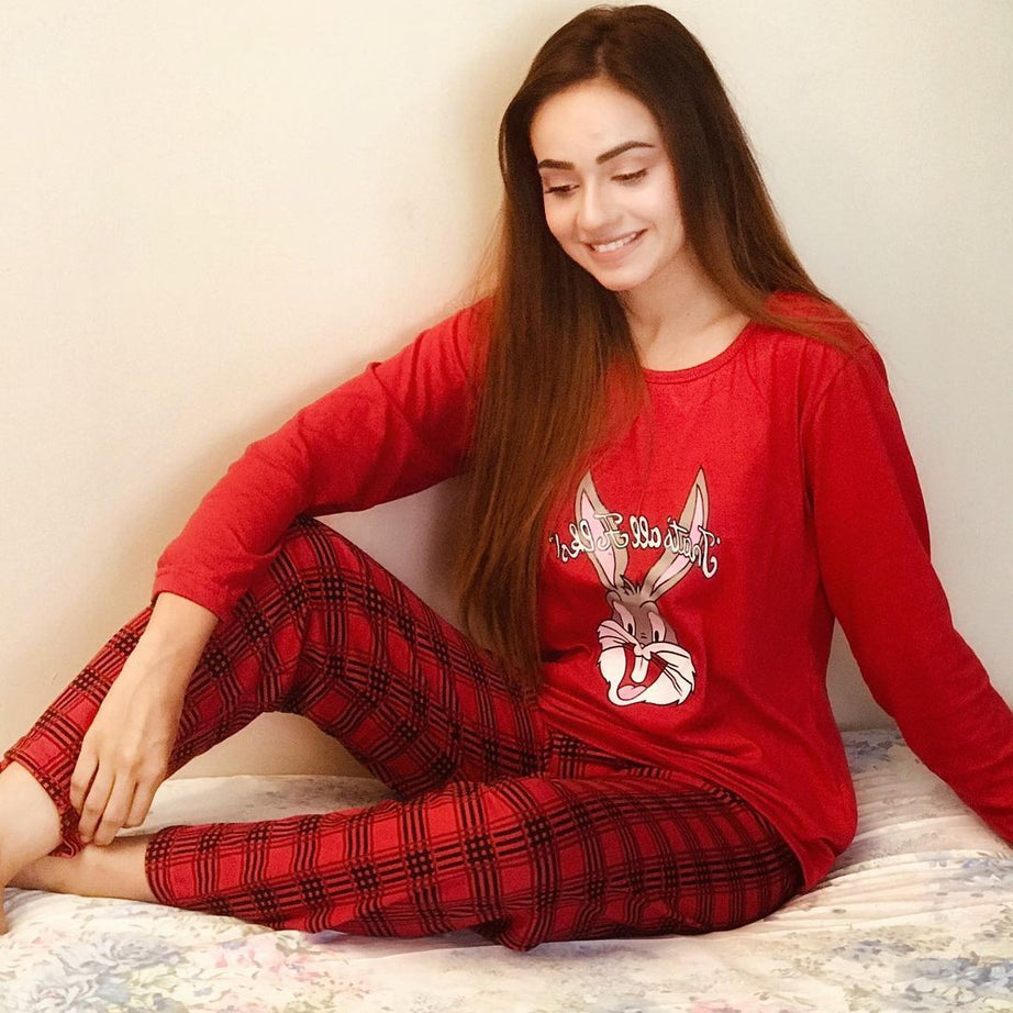 Red Rabbit Printed Night Dress For Her - Oshi.pk - Buy & Sell Online