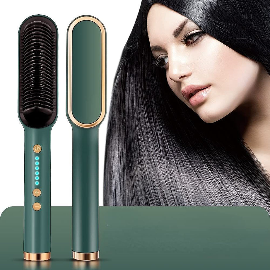 Professional Electric Hair Straightener Brush Heated Comb Straight & Curly Styling Tool - Oshi.pk - Buy & Sell Online