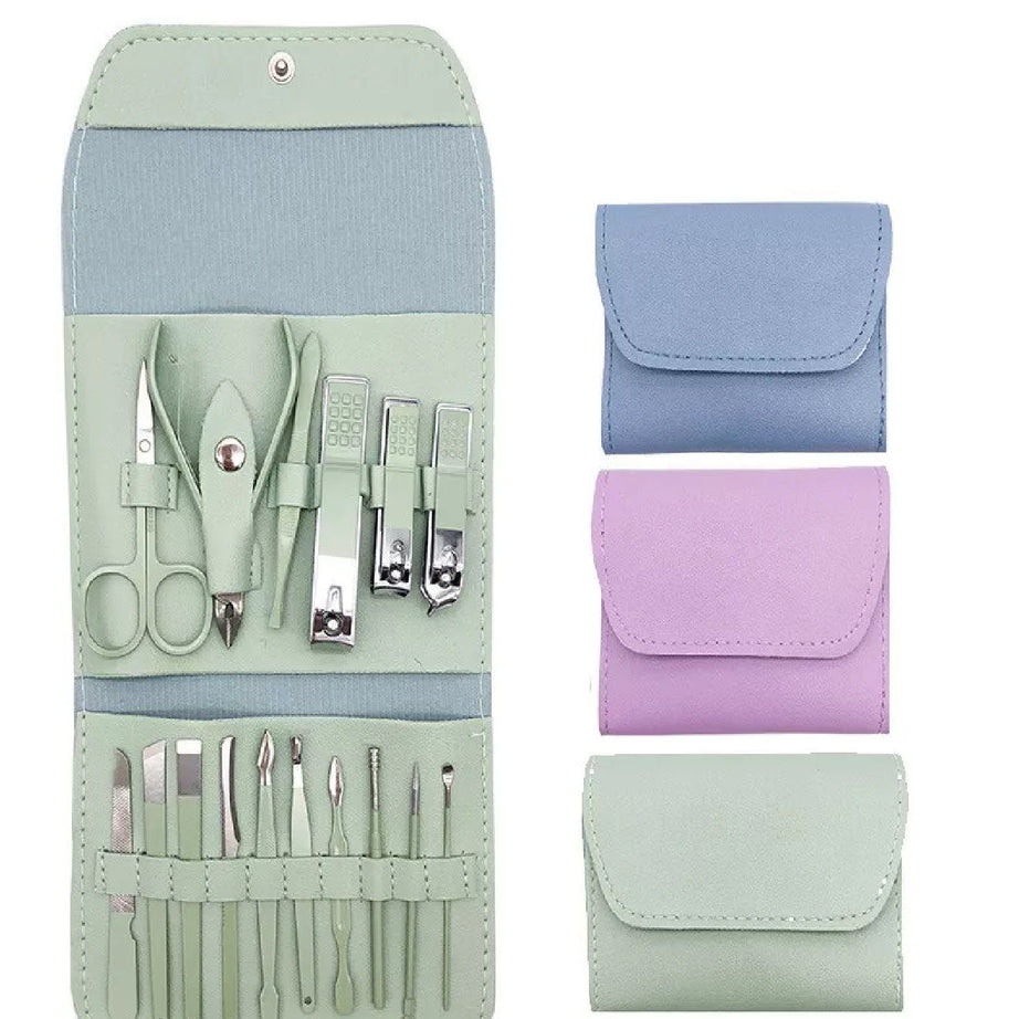 Professional Manicure Pedicure Nail Care Set Cutter Cuticle Clippers 16 Kit Case - Oshi.pk - Buy & Sell Online