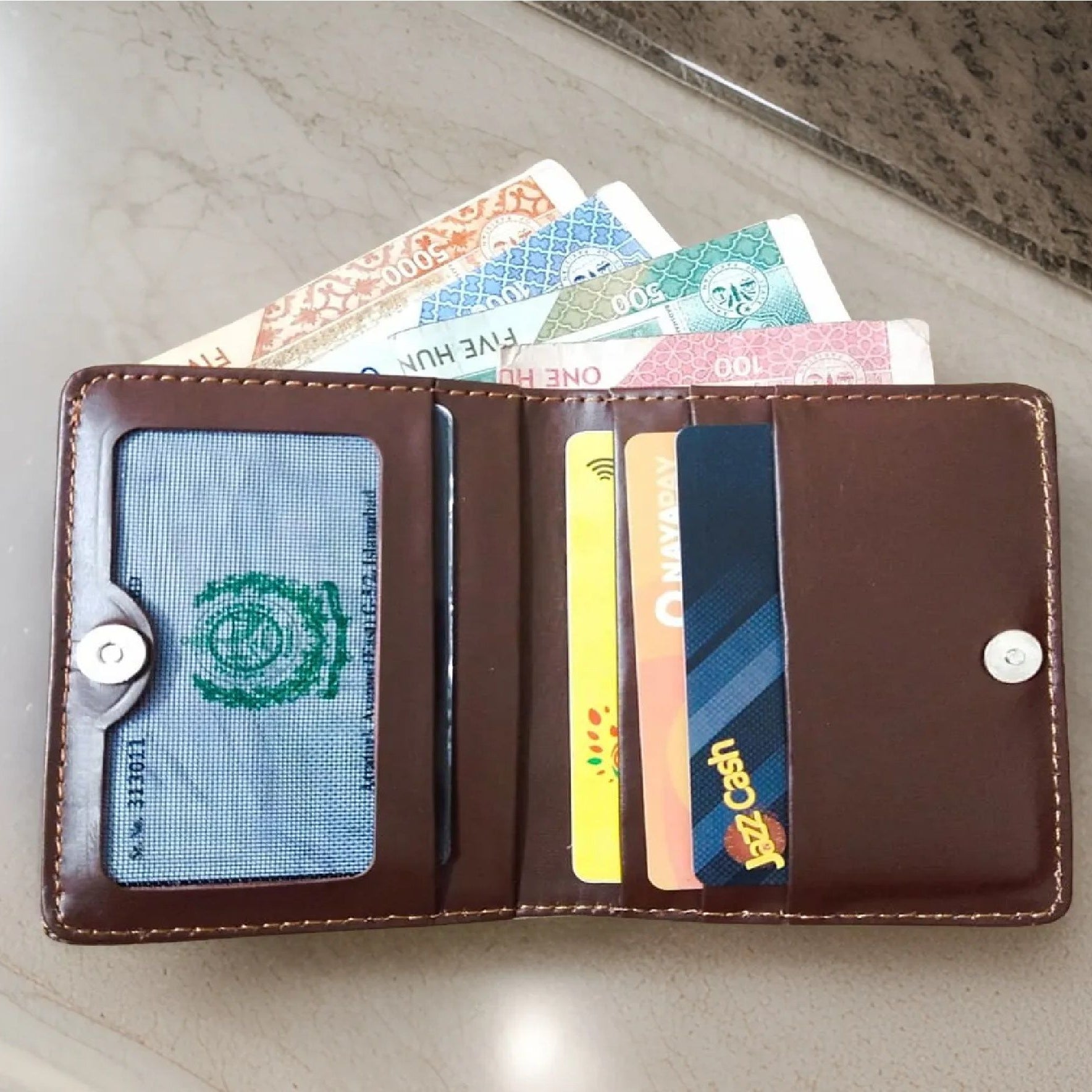 Slim Genuine Leather Short Wallet Mini Card Holder For Men Bk's - Oshi.pk - Buy & Sell Online