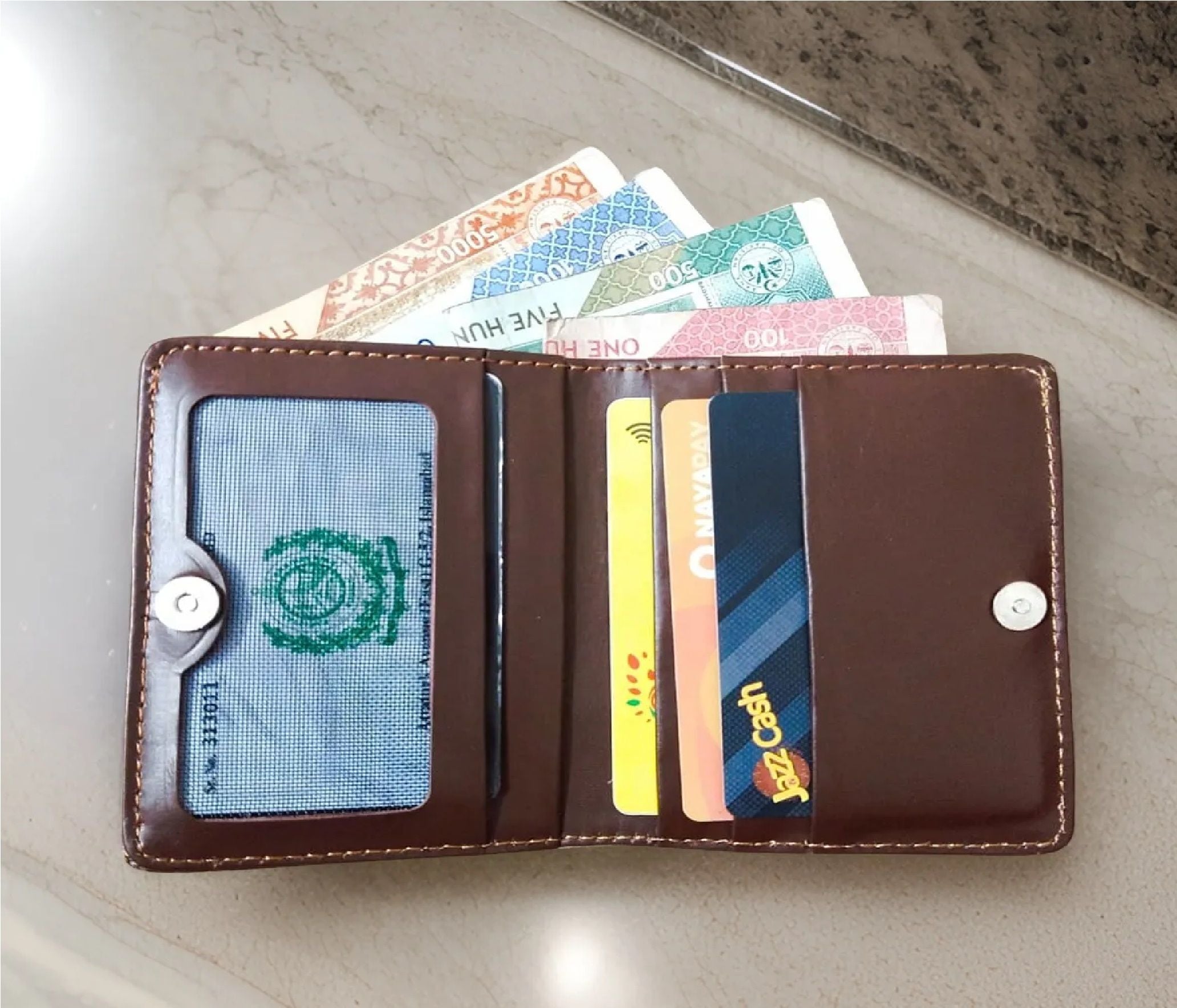 Slim Genuine Leather Short Wallet Mini Card Holder For Men Bk's - Oshi.pk - Buy & Sell Online