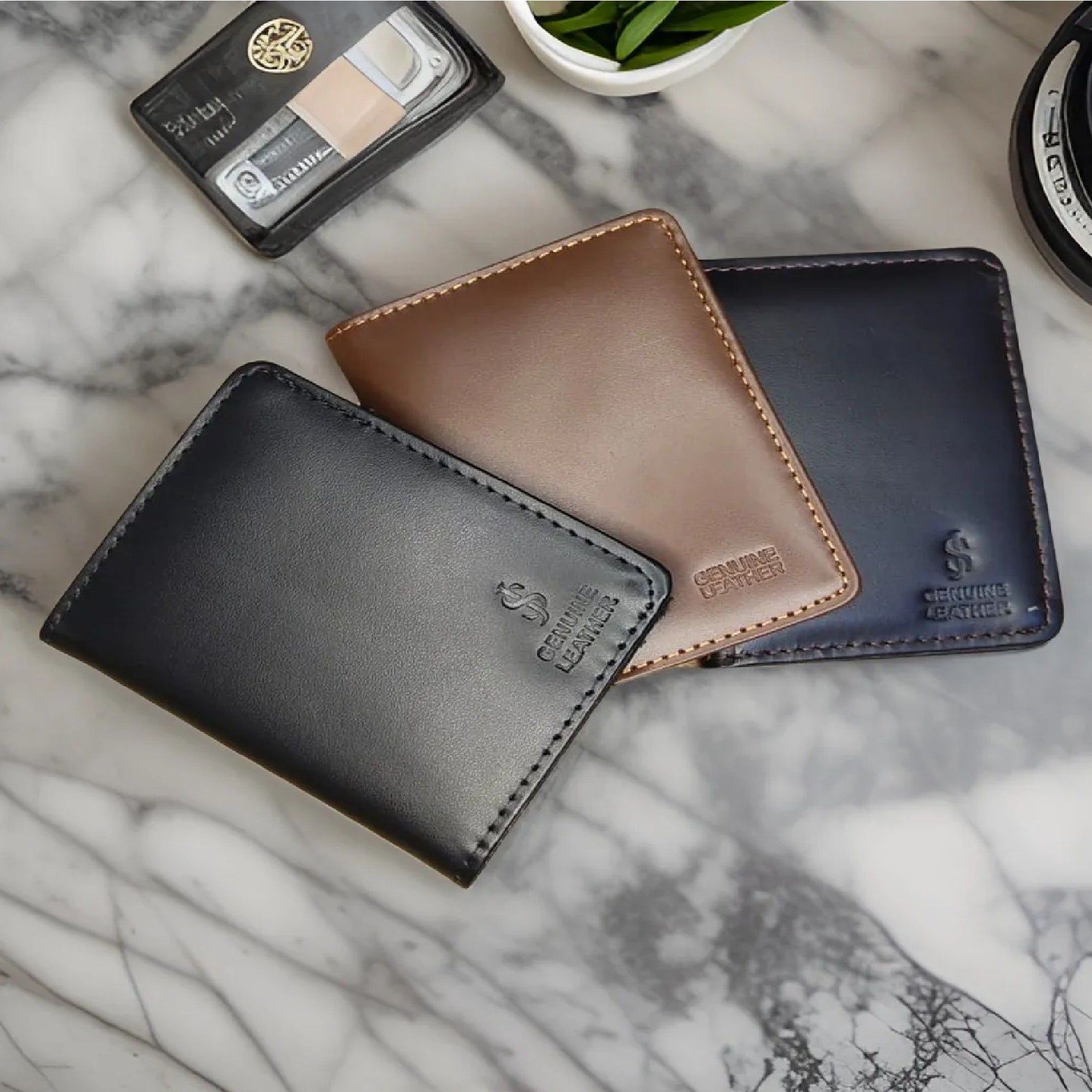 Slim Genuine Leather Short Wallet Mini Card Holder For Men Bk's - Oshi.pk - Buy & Sell Online