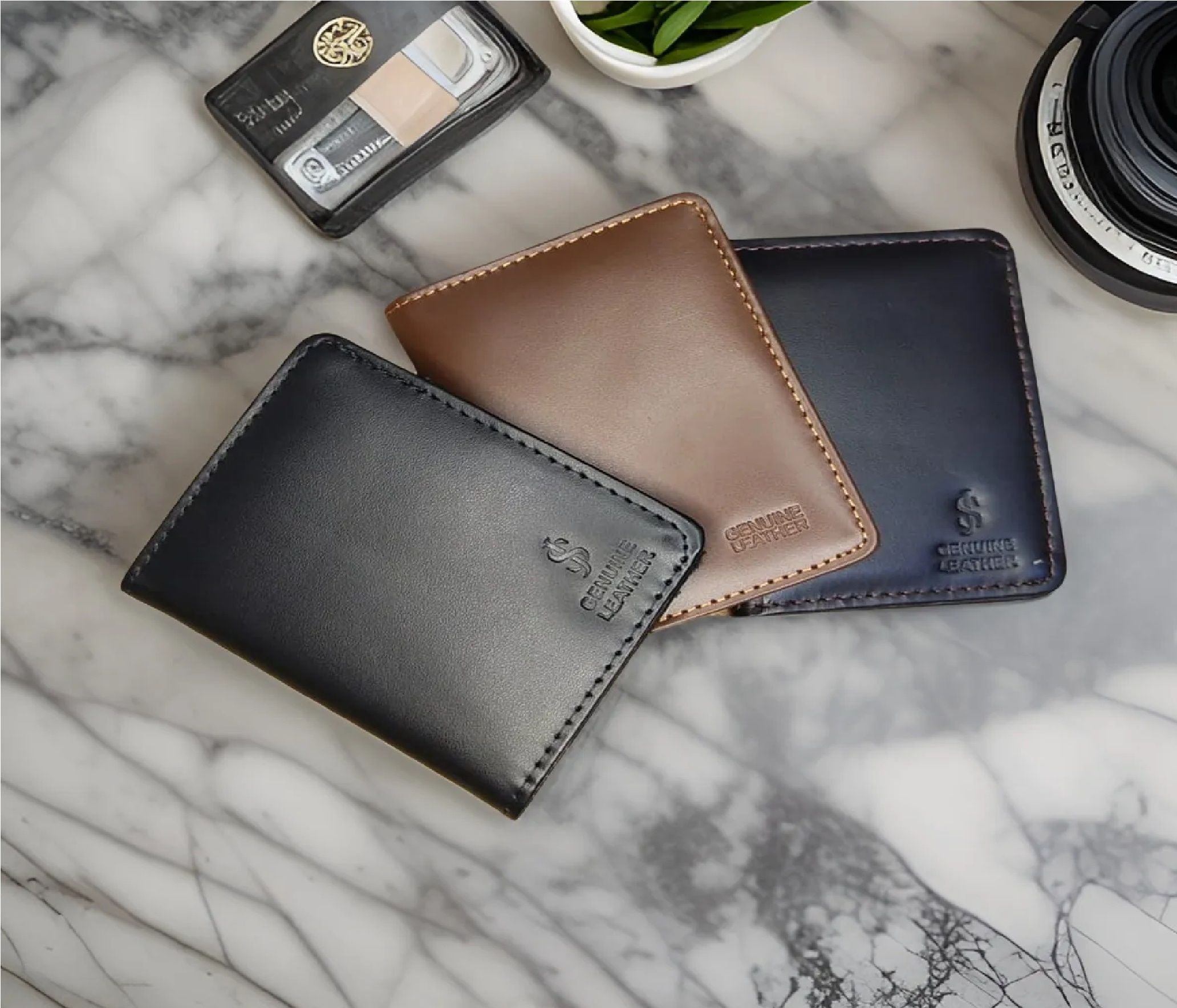 Slim Genuine Leather Short Wallet Mini Card Holder For Men Bk's - Oshi.pk - Buy & Sell Online