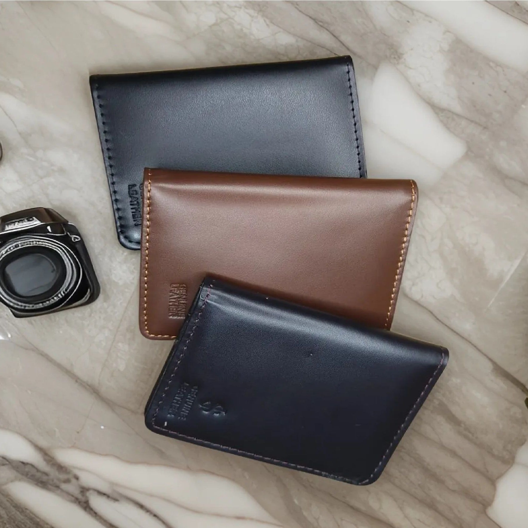 Slim Genuine Leather Short Wallet Mini Card Holder For Men Bk's - Oshi.pk - Buy & Sell Online