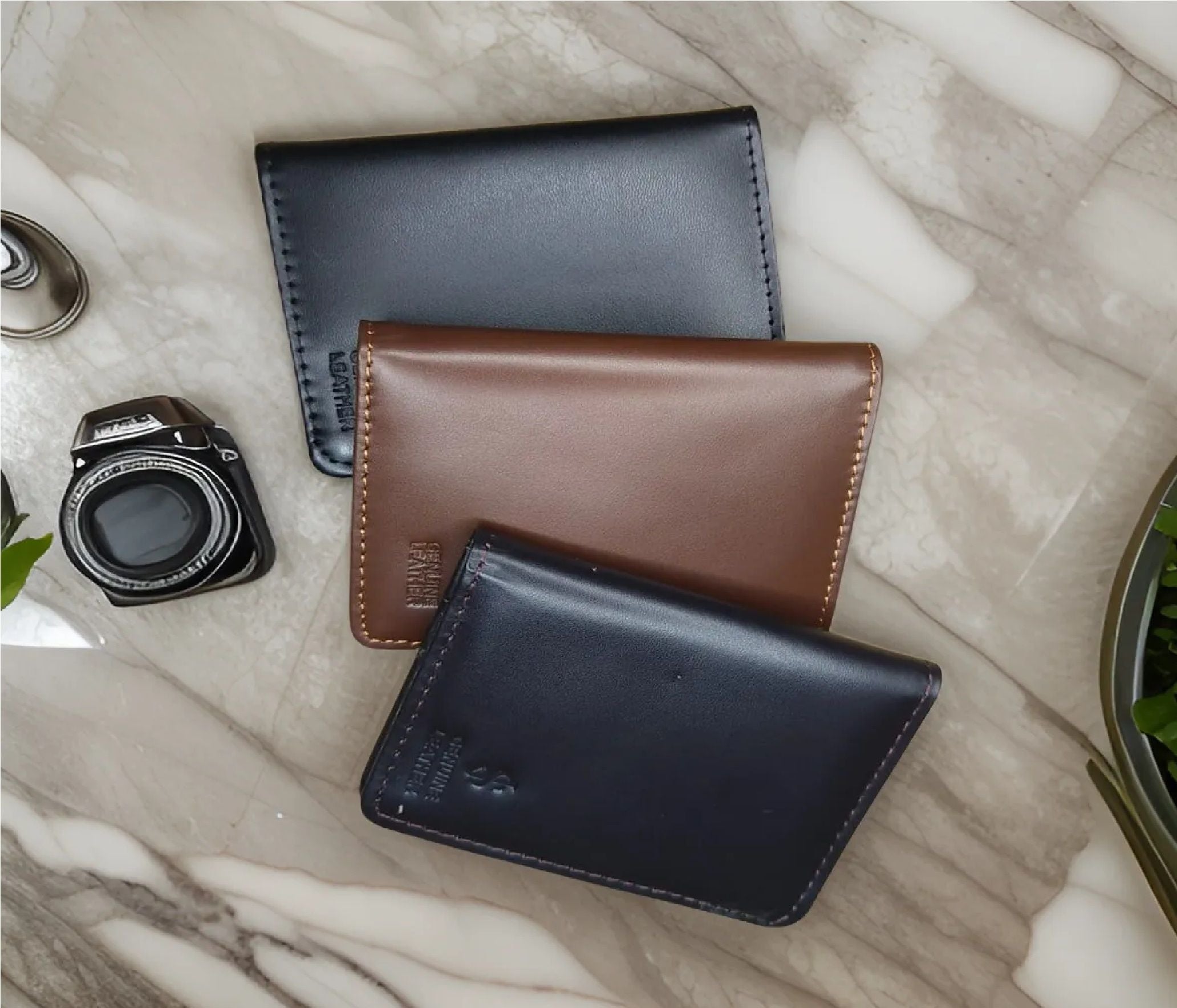 Slim Genuine Leather Short Wallet Mini Card Holder For Men Bk's - Oshi.pk - Buy & Sell Online