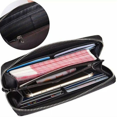 Boweisi Fashionable Convenience PU Leather Wallet Dual Zippers with Wristlets and Handbags - Oshi.pk - Buy & Sell Online