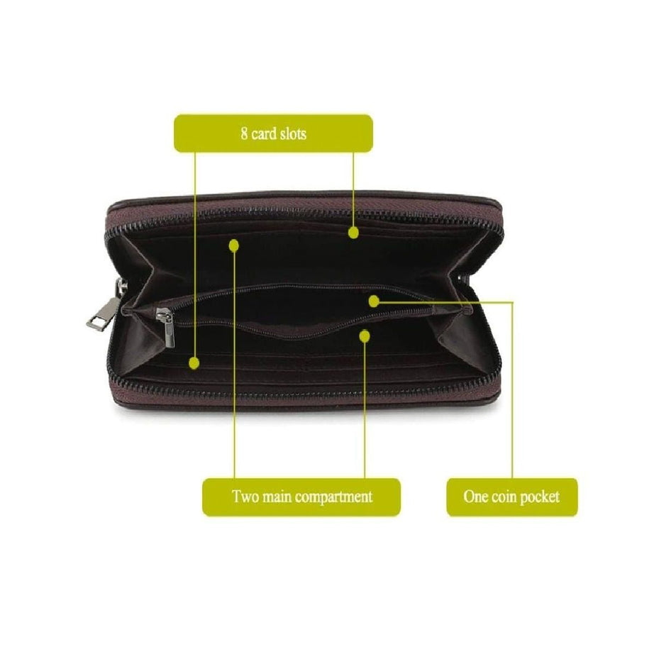 Boweisi Fashionable Convenience PU Leather Wallet Dual Zippers with Wristlets and Handbags - Oshi.pk - Buy & Sell Online