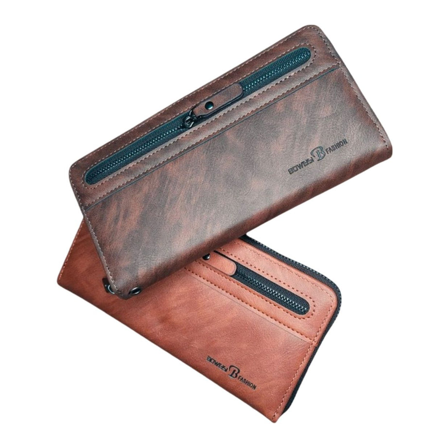 Boweisi Fashionable Convenience PU Leather Wallet Dual Zippers with Wristlets and Handbags - Oshi.pk - Buy & Sell Online