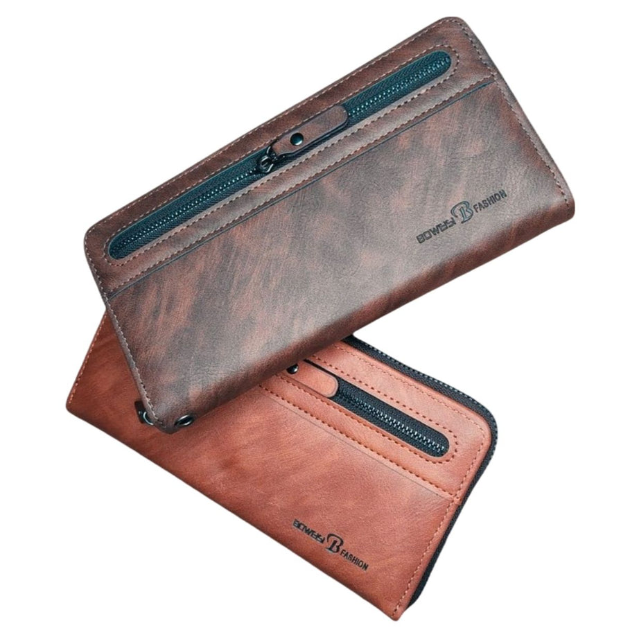 Boweisi Fashionable Convenience PU Leather Wallet Dual Zippers with Wristlets and Handbags - Oshi.pk - Buy & Sell Online