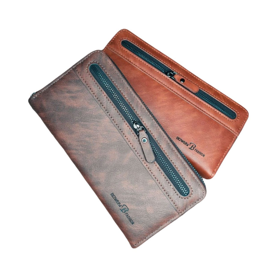 Boweisi Fashionable Convenience PU Leather Wallet Dual Zippers with Wristlets and Handbags - Oshi.pk - Buy & Sell Online