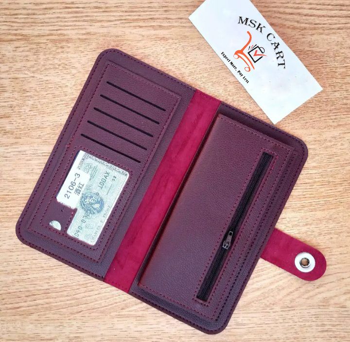 Dunbollu Slim Long PU Leather Wallet For Men With Zip - Card Holder Gents Wallet's - Oshi.pk - Buy & Sell Online