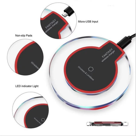 Qi Wireless Charger Charging Pad for Android iPhone X/8/Plus Samsung S9/S8/S8+/Note 8/S7 - Oshi.pk - Buy & Sell Online