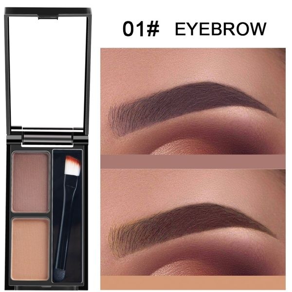 QIBEST Two Colors Double-Effect Eyebrow Powder with Brush and Makeup Mirror,Waterproof And Sweat Proof eyebrow cream, Durable And Easy To Color - Oshi.pk - Buy & Sell Online