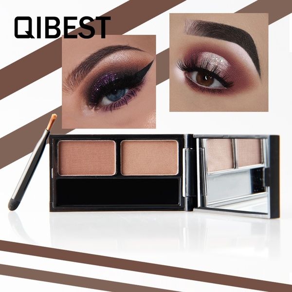 QIBEST Two Colors Double-Effect Eyebrow Powder with Brush and Makeup Mirror,Waterproof And Sweat Proof eyebrow cream, Durable And Easy To Color - Oshi.pk - Buy & Sell Online