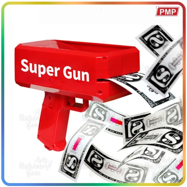 Rain Money Gun Paper Spary Machine Toy Gun Money Gun with 100 Pcs Play Money Cash Gun Party Supplies - Oshi.pk - Buy & Sell Online