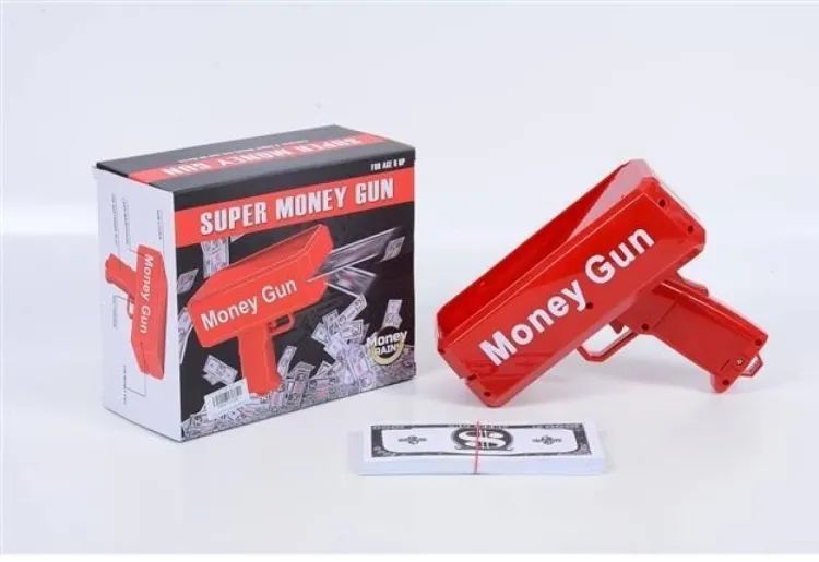 Rain Money Gun Paper Spary Machine Toy Gun Money Gun with 100 Pcs Play Money Cash Gun Party Supplies - Oshi.pk - Buy & Sell Online